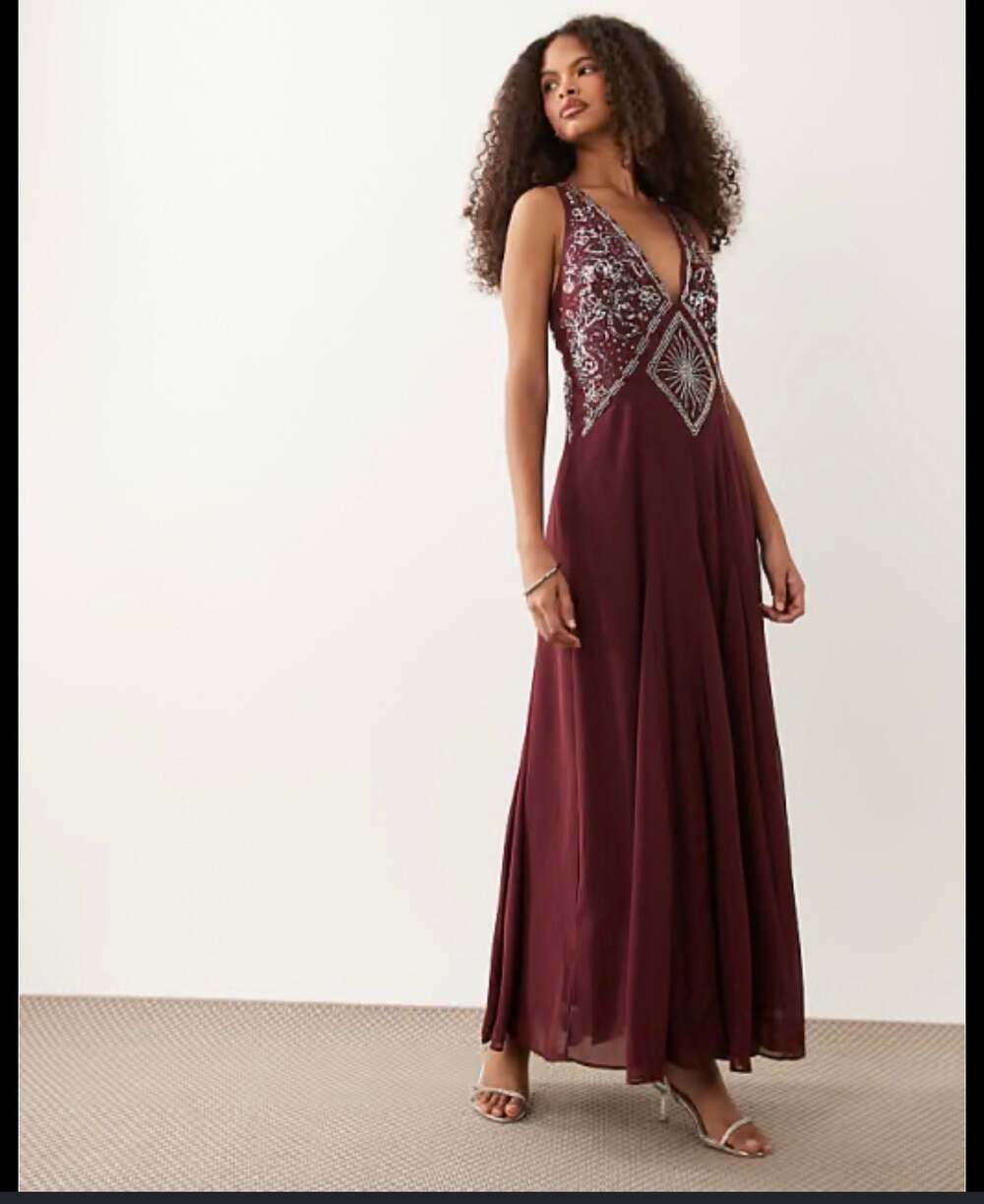 Abercrombie & Fitch Beaded Plunge Maxi Dress